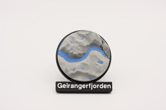 Geirangerfjorden - Kjøleskapsmagnet med 3D-kart