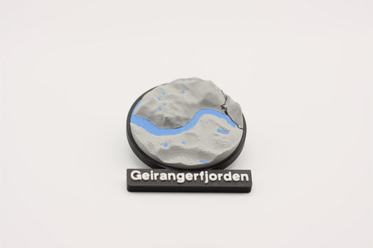 Geirangerfjorden - Kjøleskapsmagnet med 3D-kart