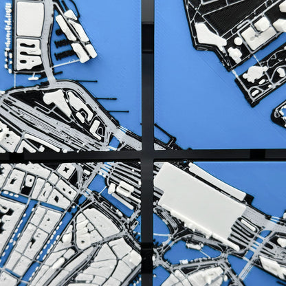 3D-kart av Amsterdam – Sekskantet veggdekor i 16 deler – 36x32cm