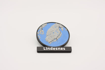 Lindesnes - Kjøleskapsmagnet med 3D-kart